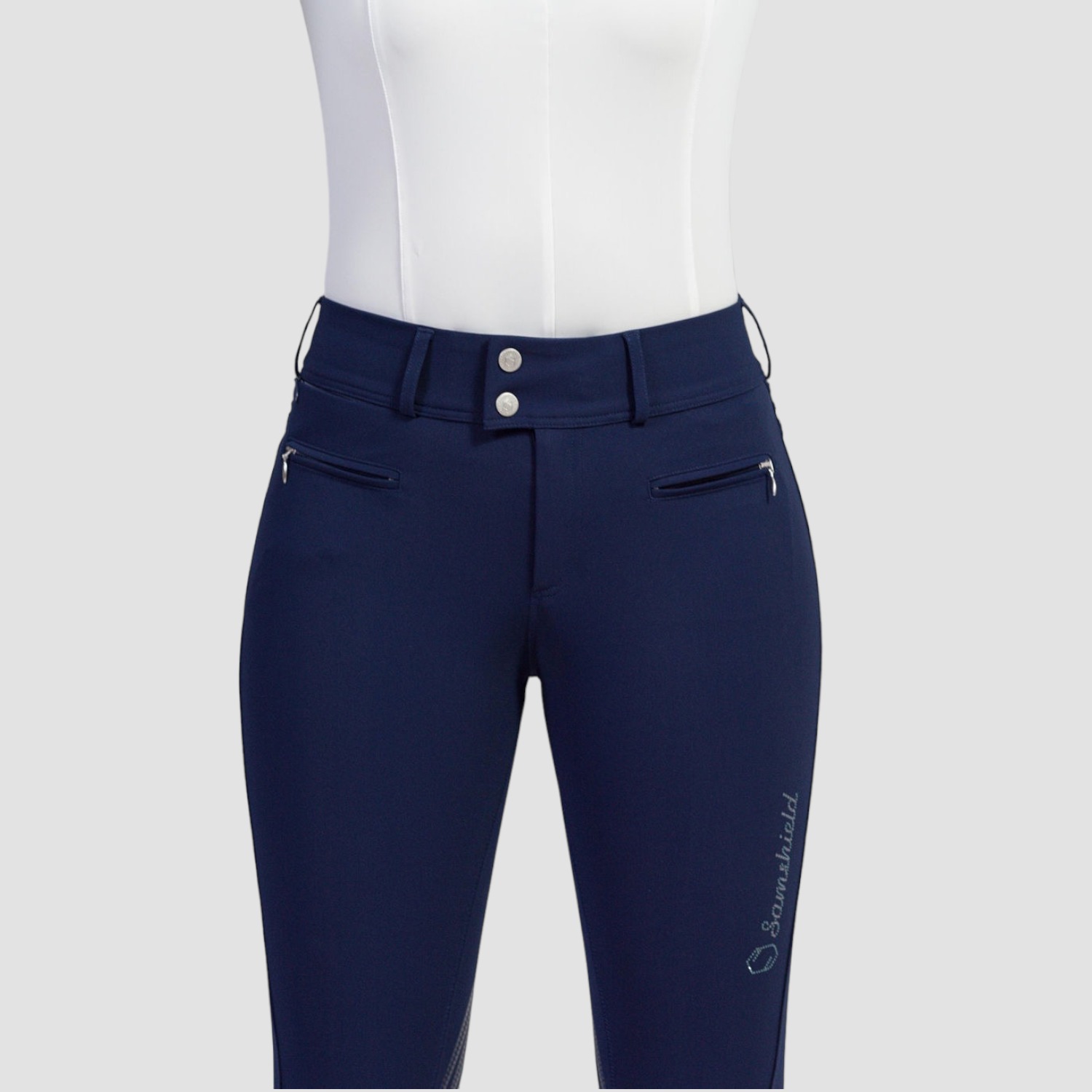 Samshield_CLARA_KNEE_GRIP_NIGHT_BLUE_TONE_ON_TONE_DETAIL Samshield Damenreithose Clara farbig