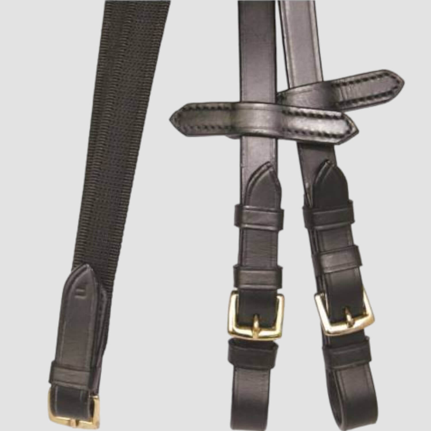 Melzer Zügel feingummiert schwarz/messing