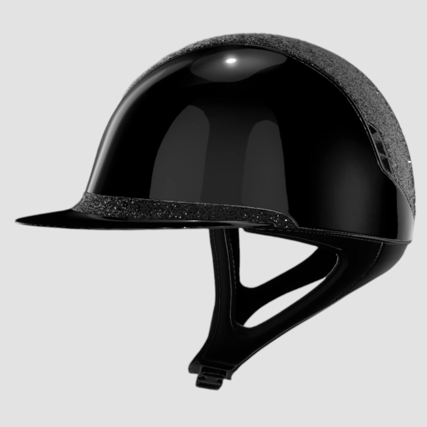 Samshield Reithelm MissShield Glossy Dressage V2  black chrome black Top und FB crystal Fabric black