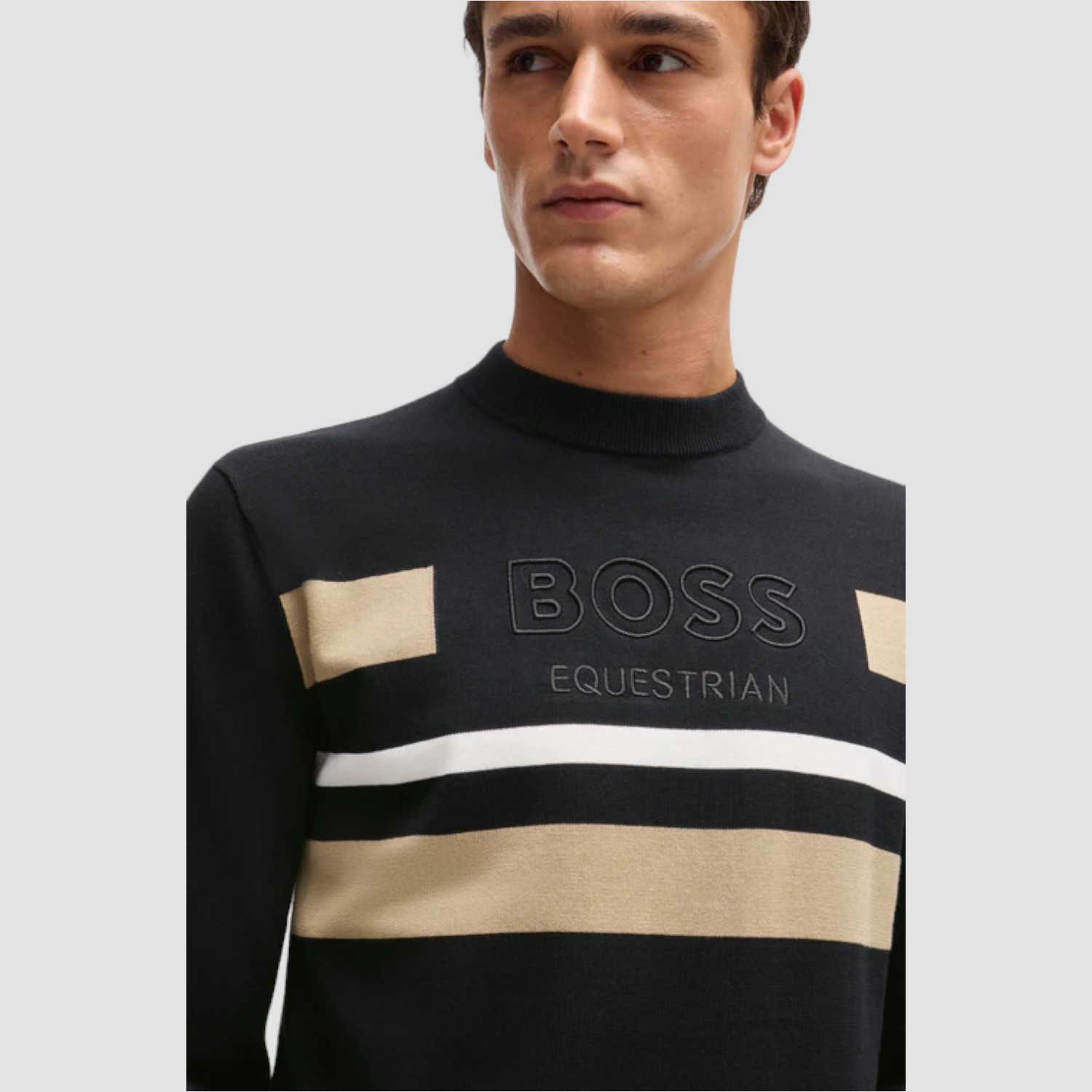 BOSS Equestrian Brad Strickpullover mit Logo Jumper Black