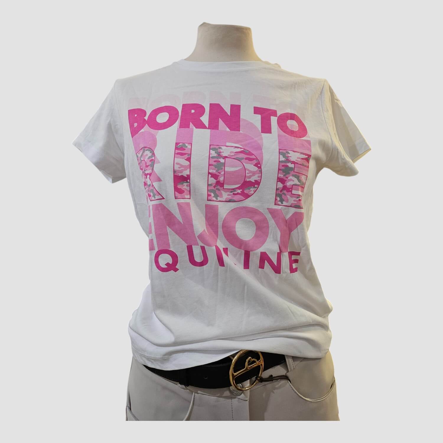 Equiline T-Shirt ELENA White/Camu Pink