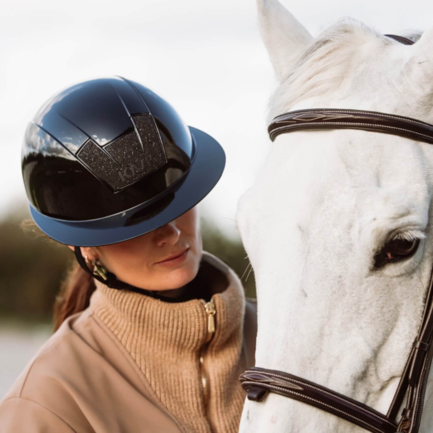 Kask Reithelm Kooki Lady in black shiny mit Swarovski Carpet