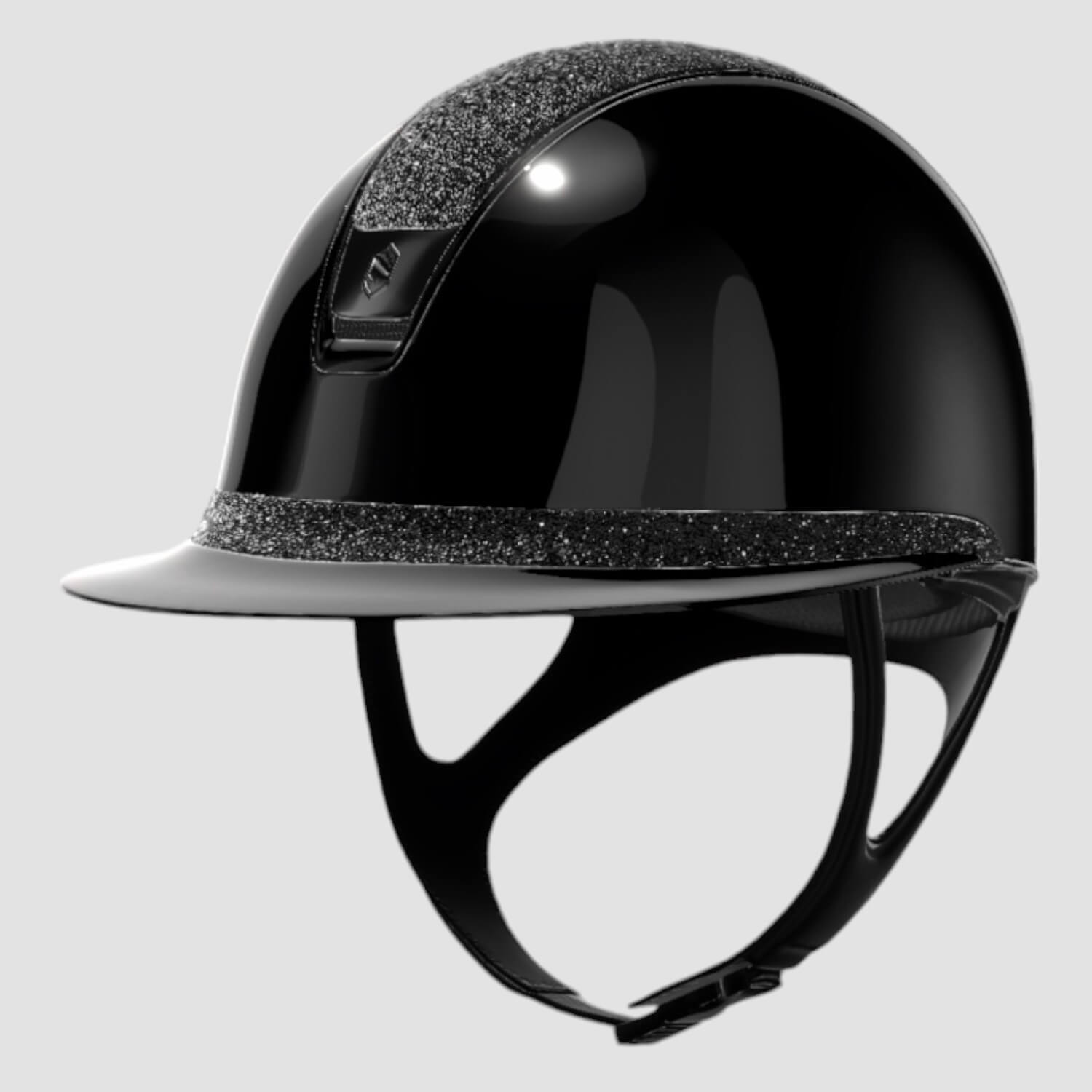 Samshield Reithelm MissShield Glossy Dressage V2  black chrome black Top und FB crystal Fabric black