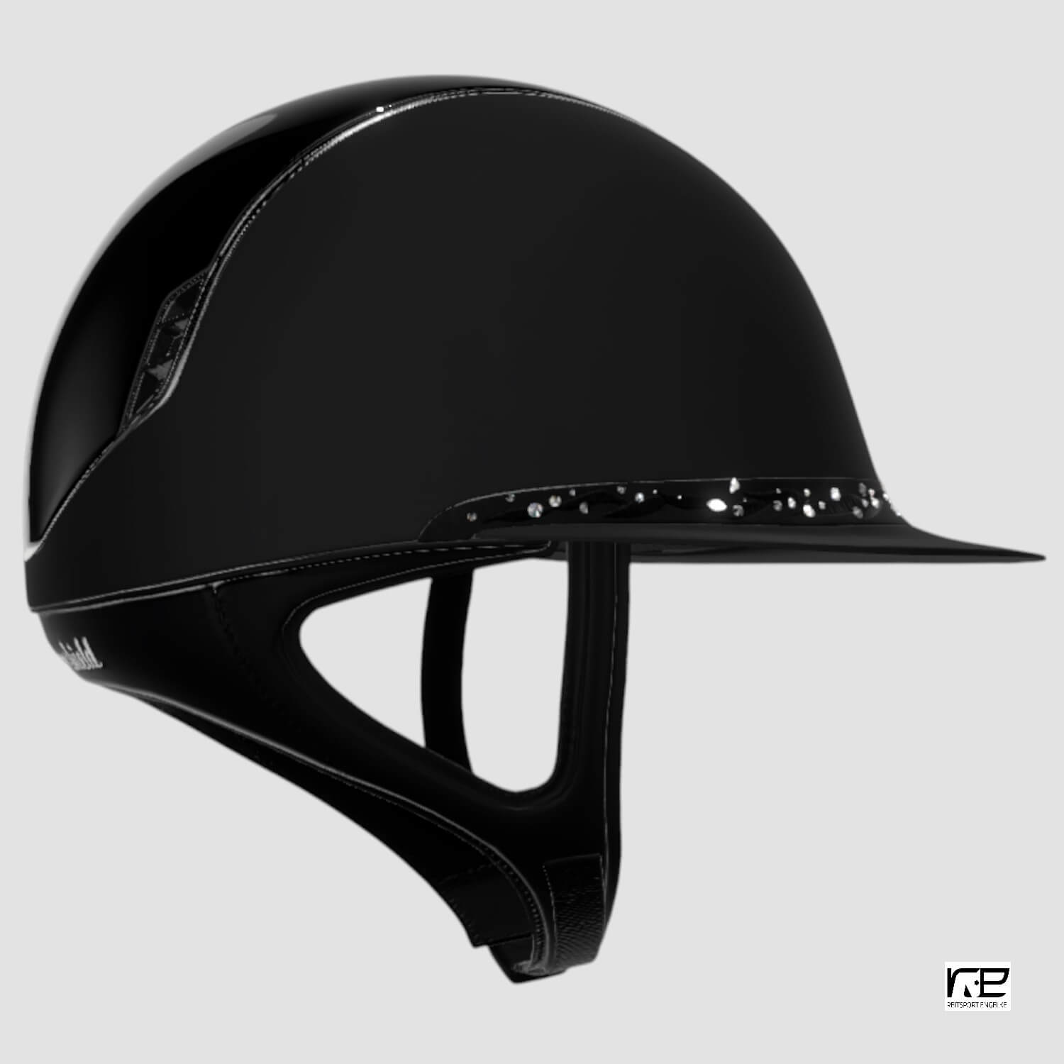 Samshield Reithelm MissShield Shadowmatt Dressage V2  black Top: Glossy FB flower swarovski jewelery, Trim + Blazon chrom schwarz