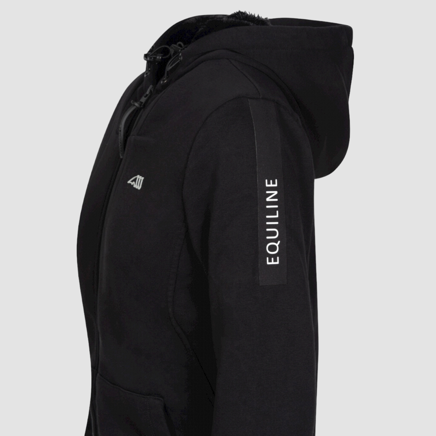 Equiline Sweatshirtjacke Castic schwarz mit Fellfutter Eco Fur