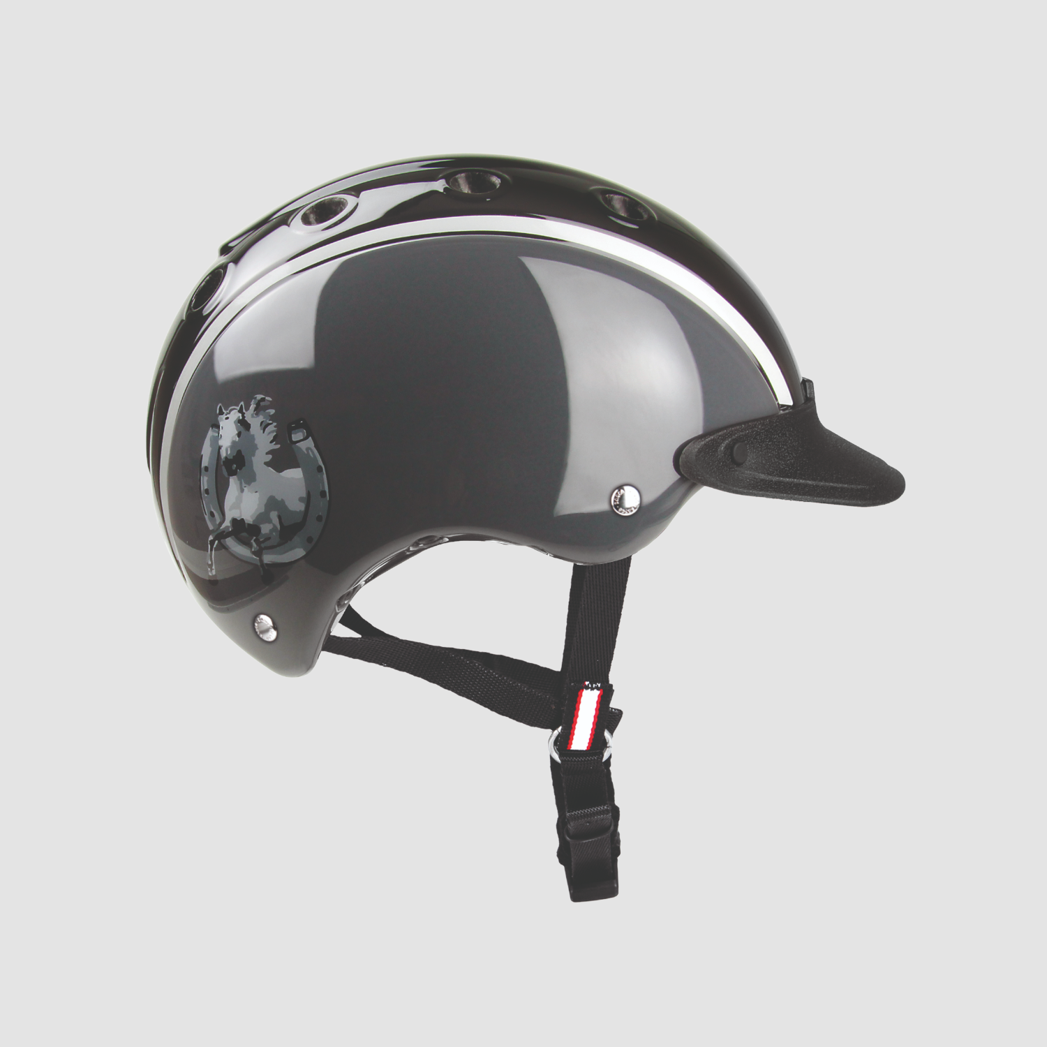 Casco Kinderreithelm Nori Hufeisen schwarz/grau