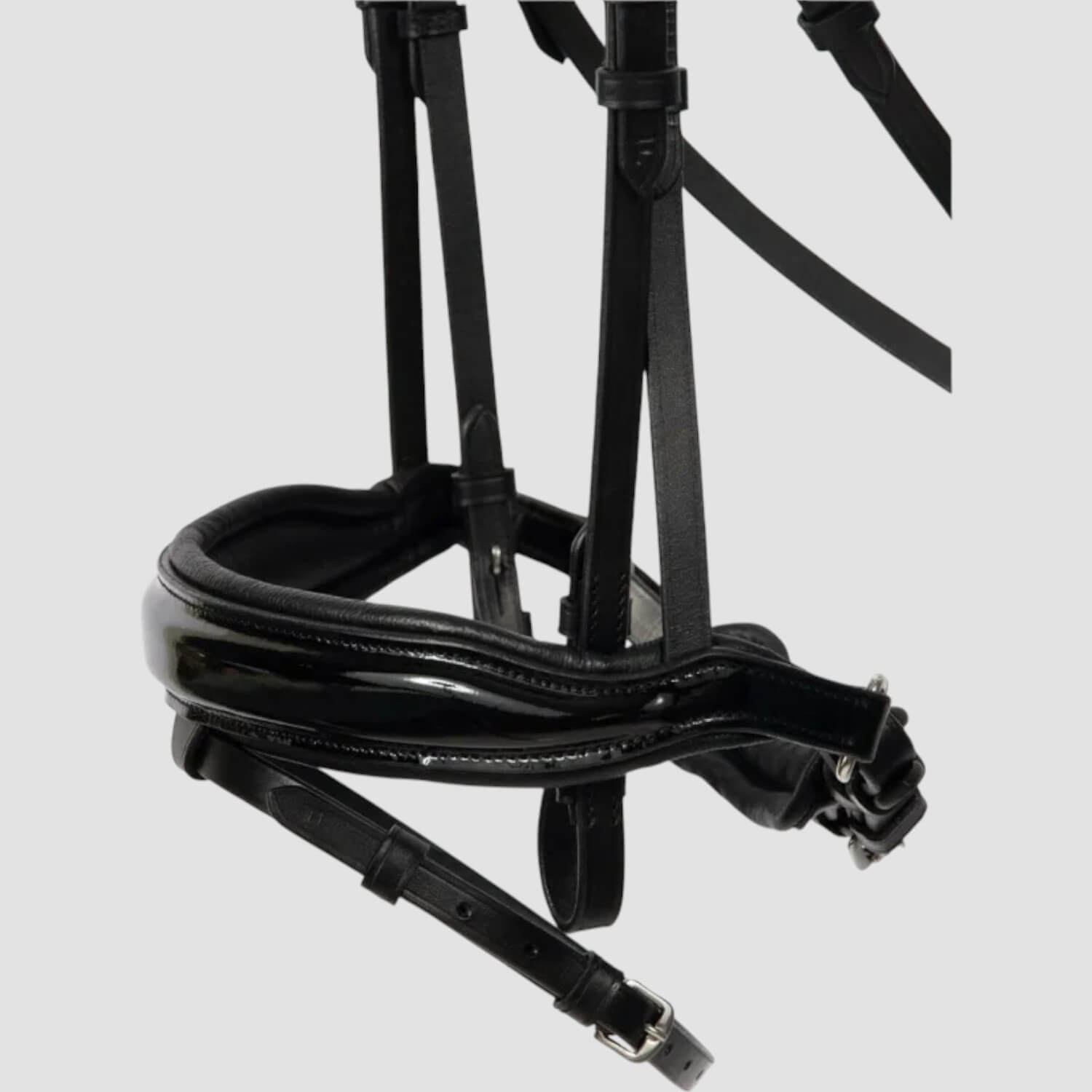 Hans Melzer Trense Wiesbaden Comfort Lack Schwarz Unterlegt schwedisches Reithalfter