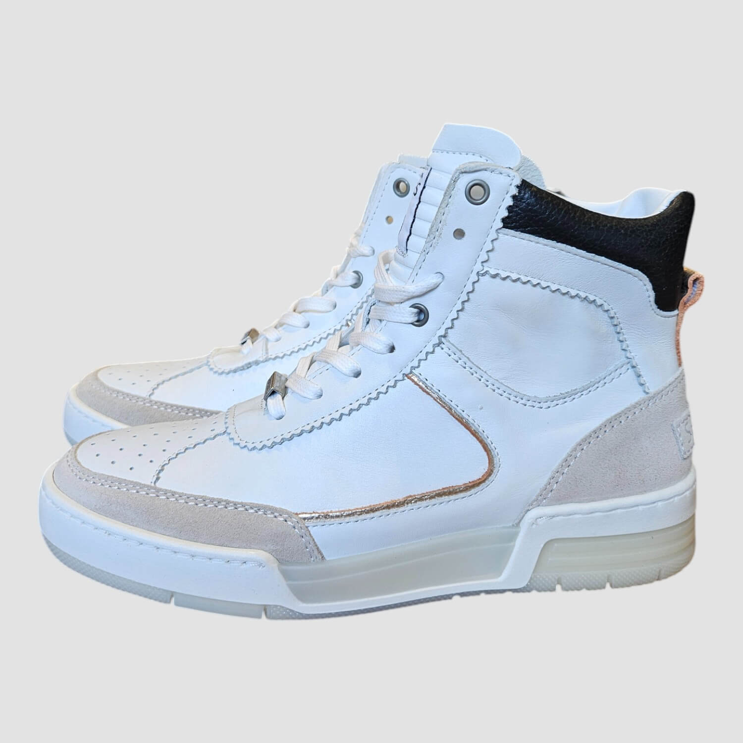 Shabbies Mid Top Sneaker Soft Nappa and Suede White