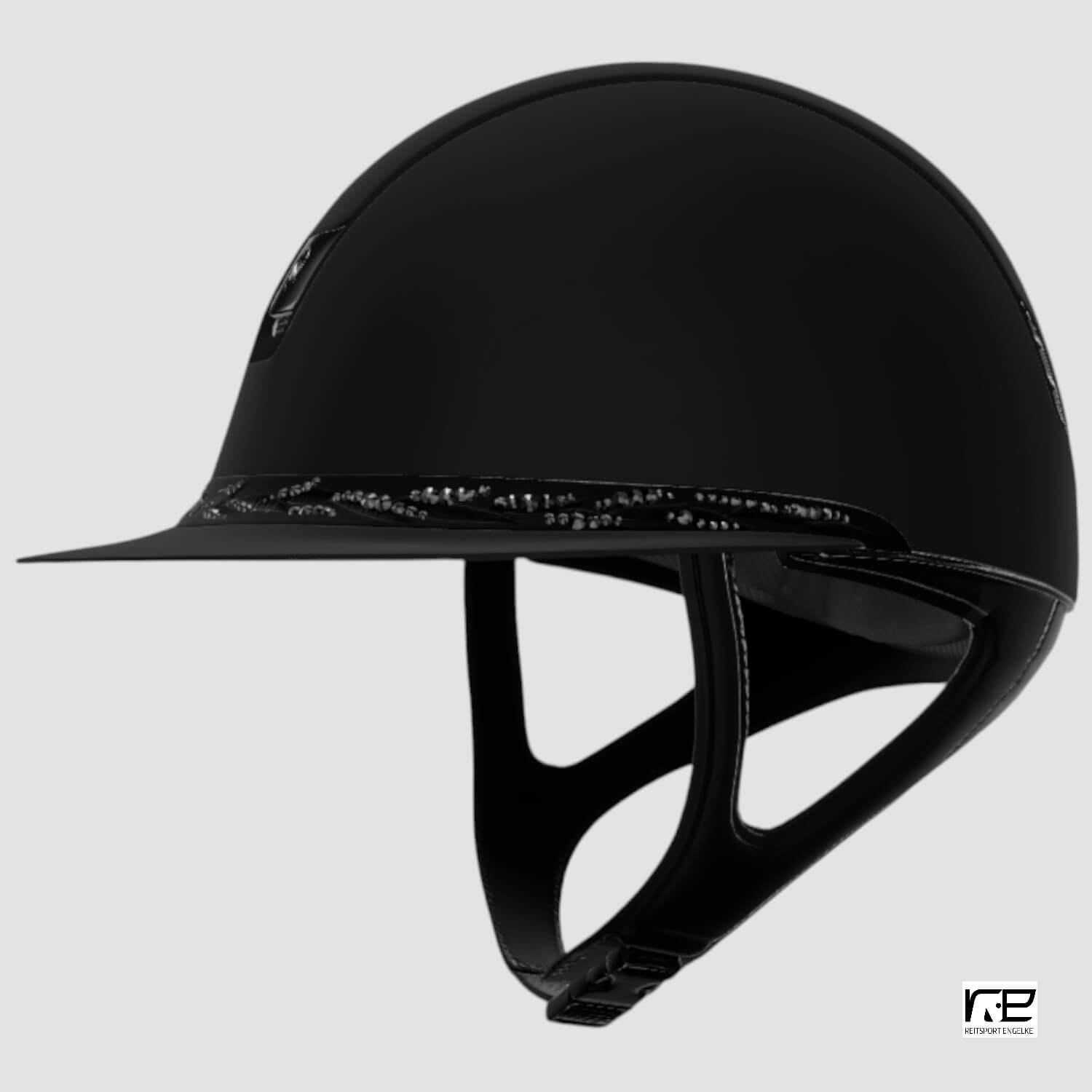 Samshield Reithelm MissShield Shadowmatt Dressage V2  black FB flower swarovski, Trim:matt schwarz chrome black