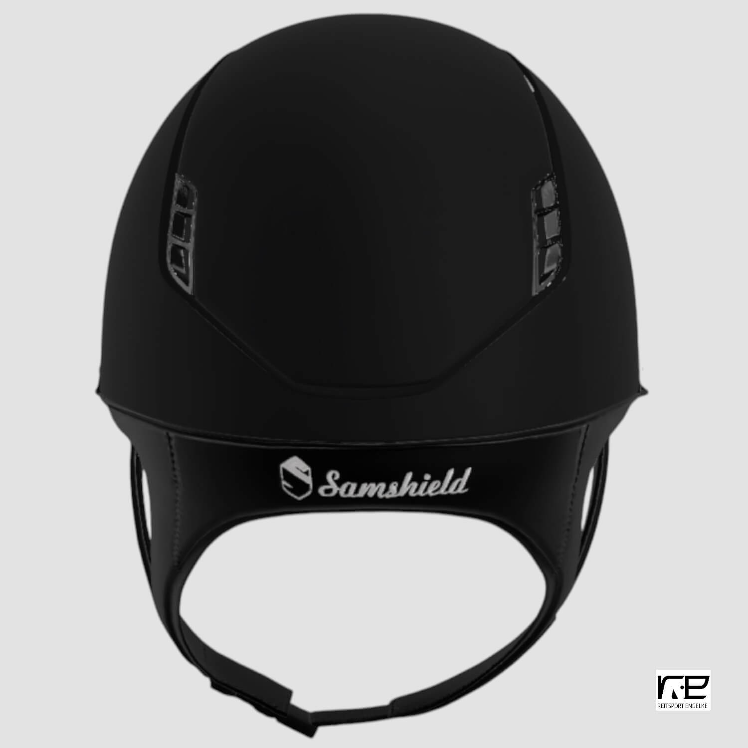 Samshield Reithelm MissShield Shadowmatt Dressage V2  black FB flower swarovski, Trim:matt schwarz chrome black