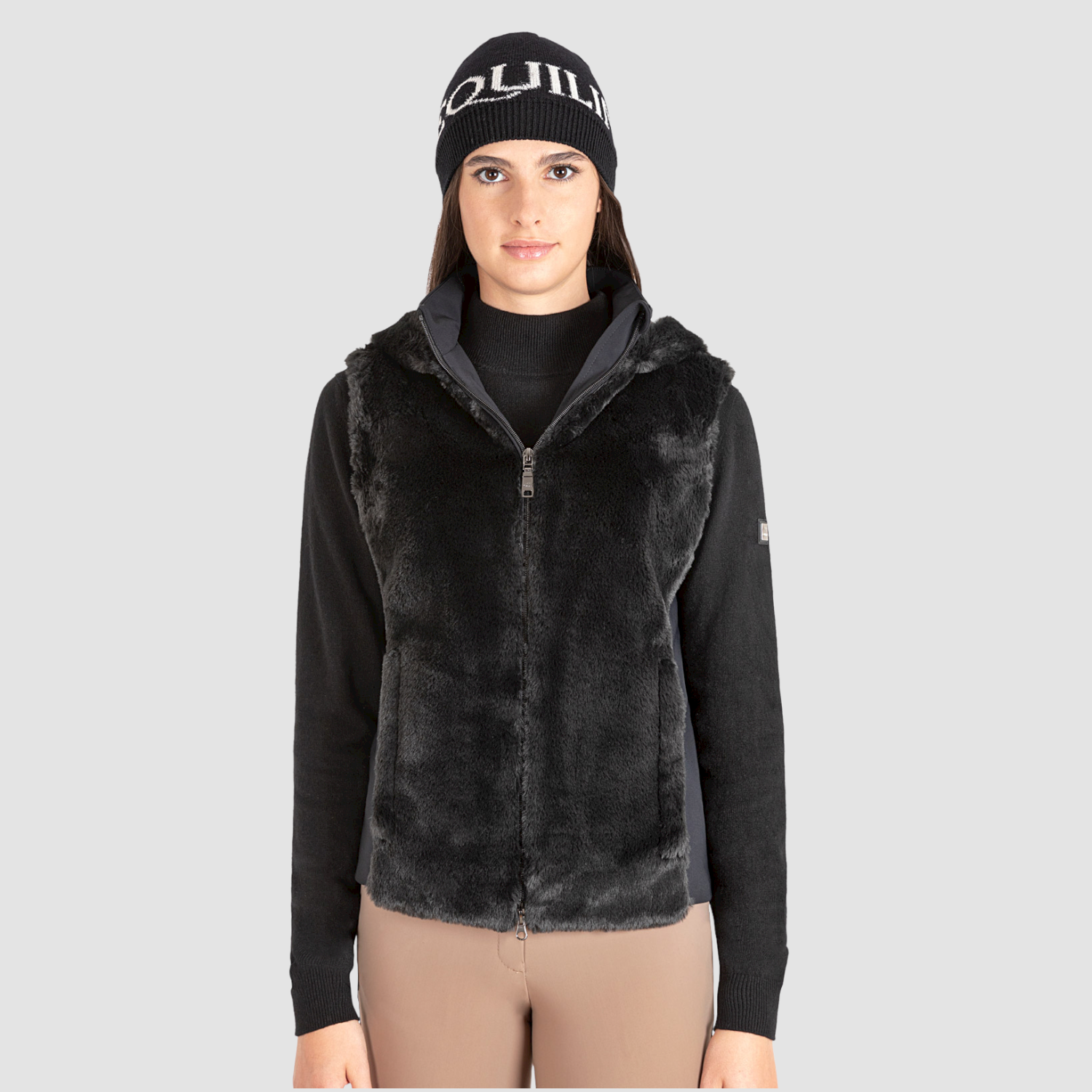 Equiline Ezimie Damen Fake Fur Weste Black