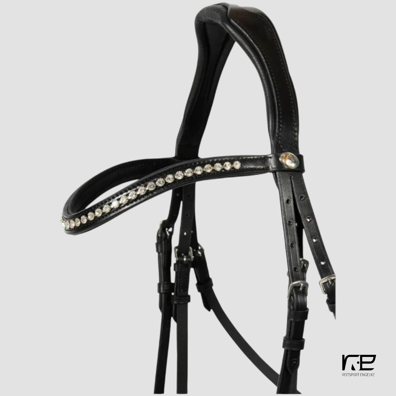 Hans Melzer Trense Wiesbaden Comfort weiß Unterlegt englisch kombiniertes Reithalfter Lack