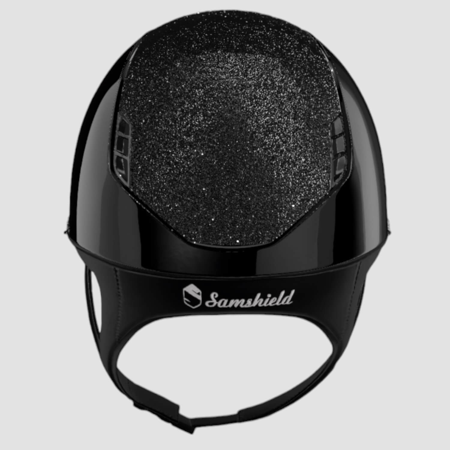 Samshield Reithelm MissShield Glossy Dressage V2  black chrome black Top und FB crystal Fabric black
