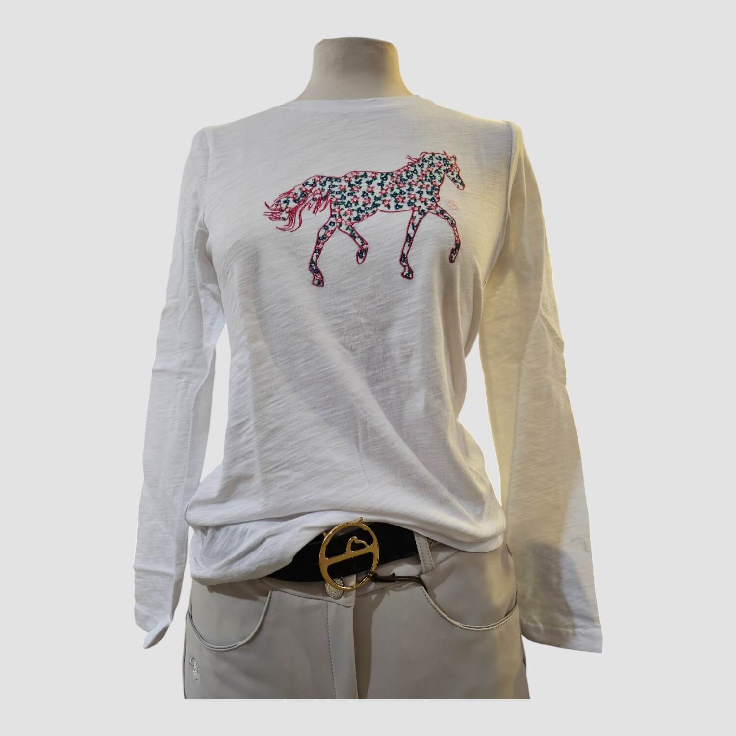 Ariat Longsleeve Kinder Shirt Embroidered Pony White