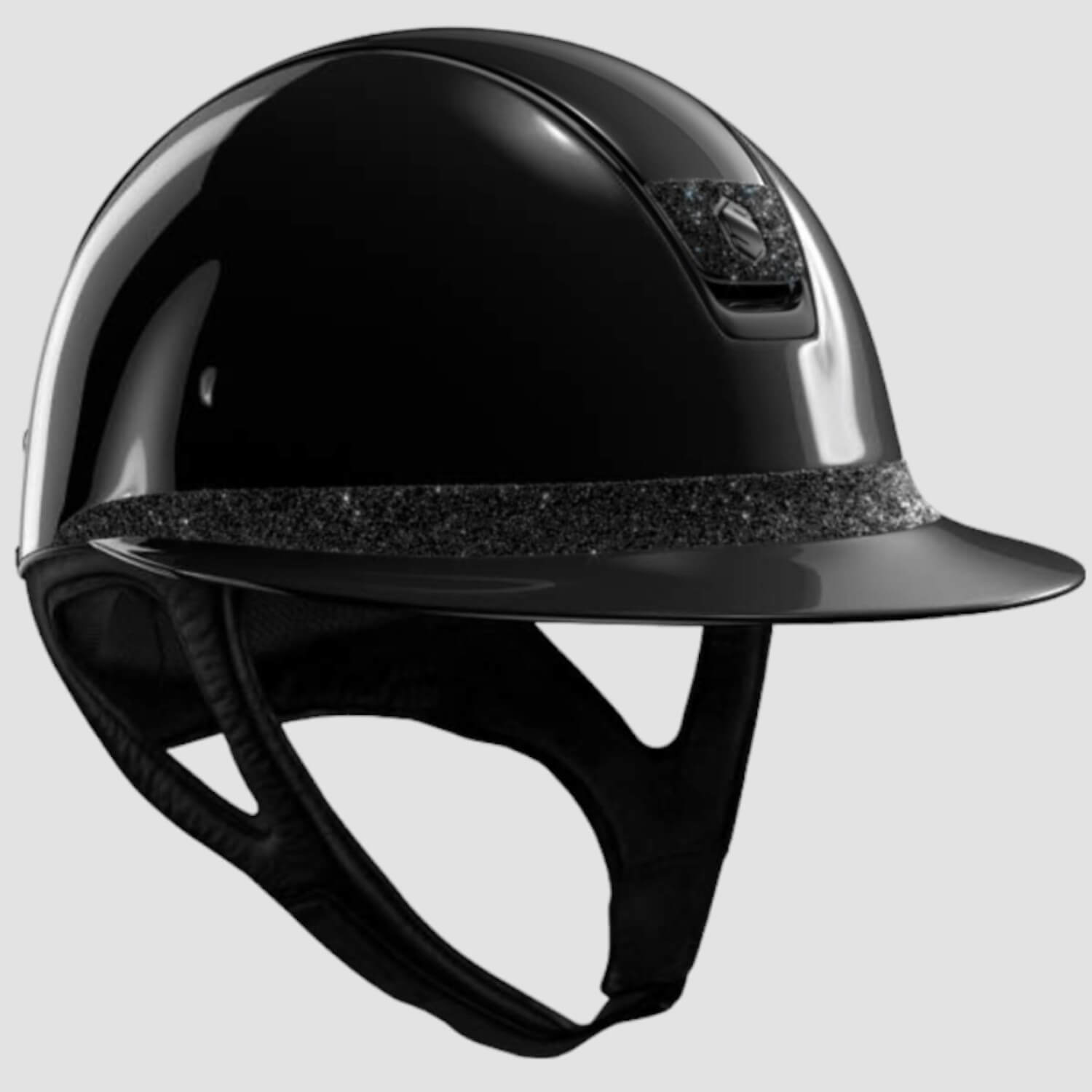 Samshield Reithelm MissShield Glossy Dressage V2  black glossy black chrome black FB und Blazon crystal Fabric black