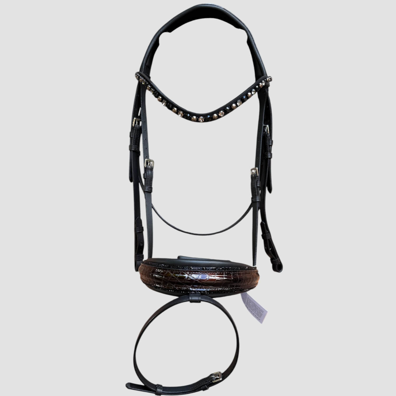 Otto Schumacher Trense Tokyo Reithalfter Feel Good Lack Croco Glamour braun Stirnriemen Rivoli XS Größe WB