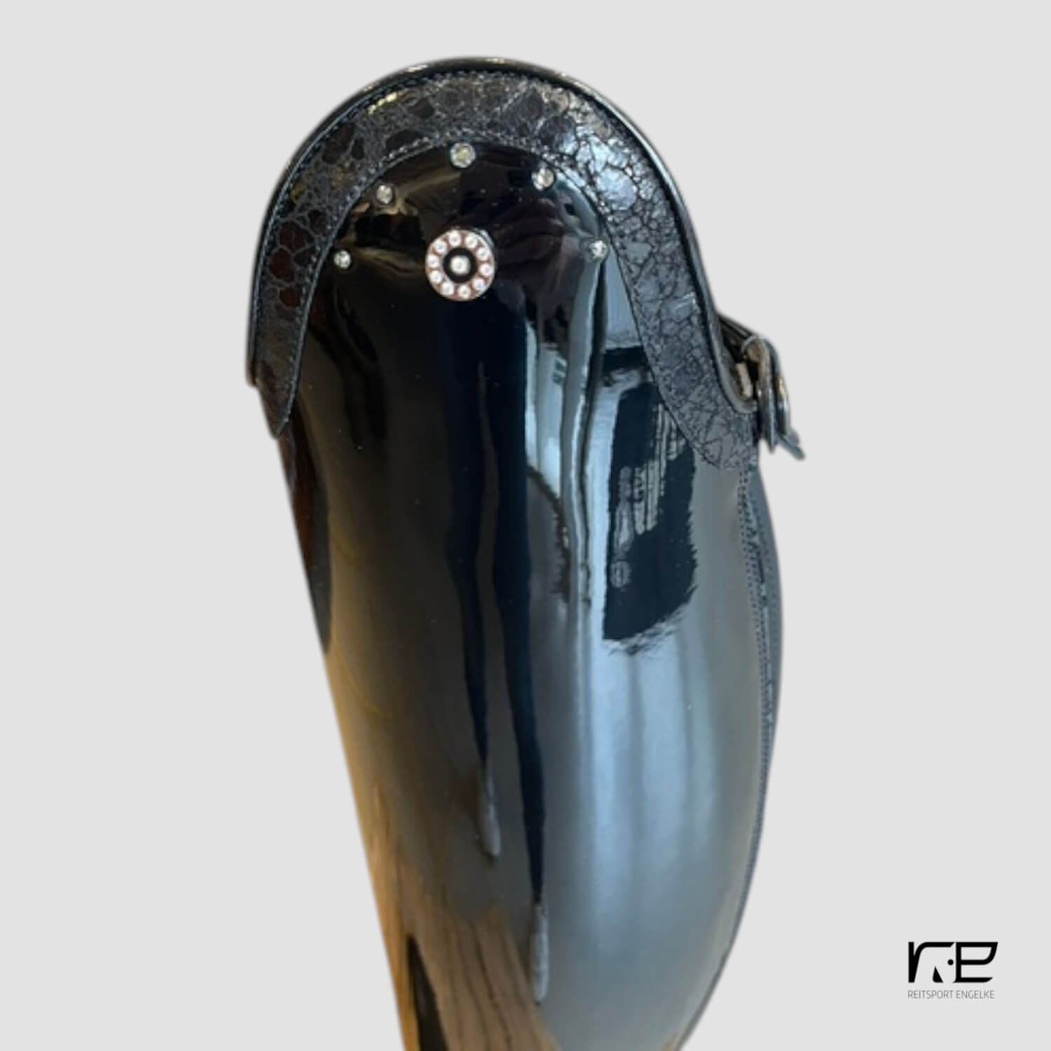 DeNiro Puro Duo Patent Black Top Ice Black Crystal Pin 5 Steine