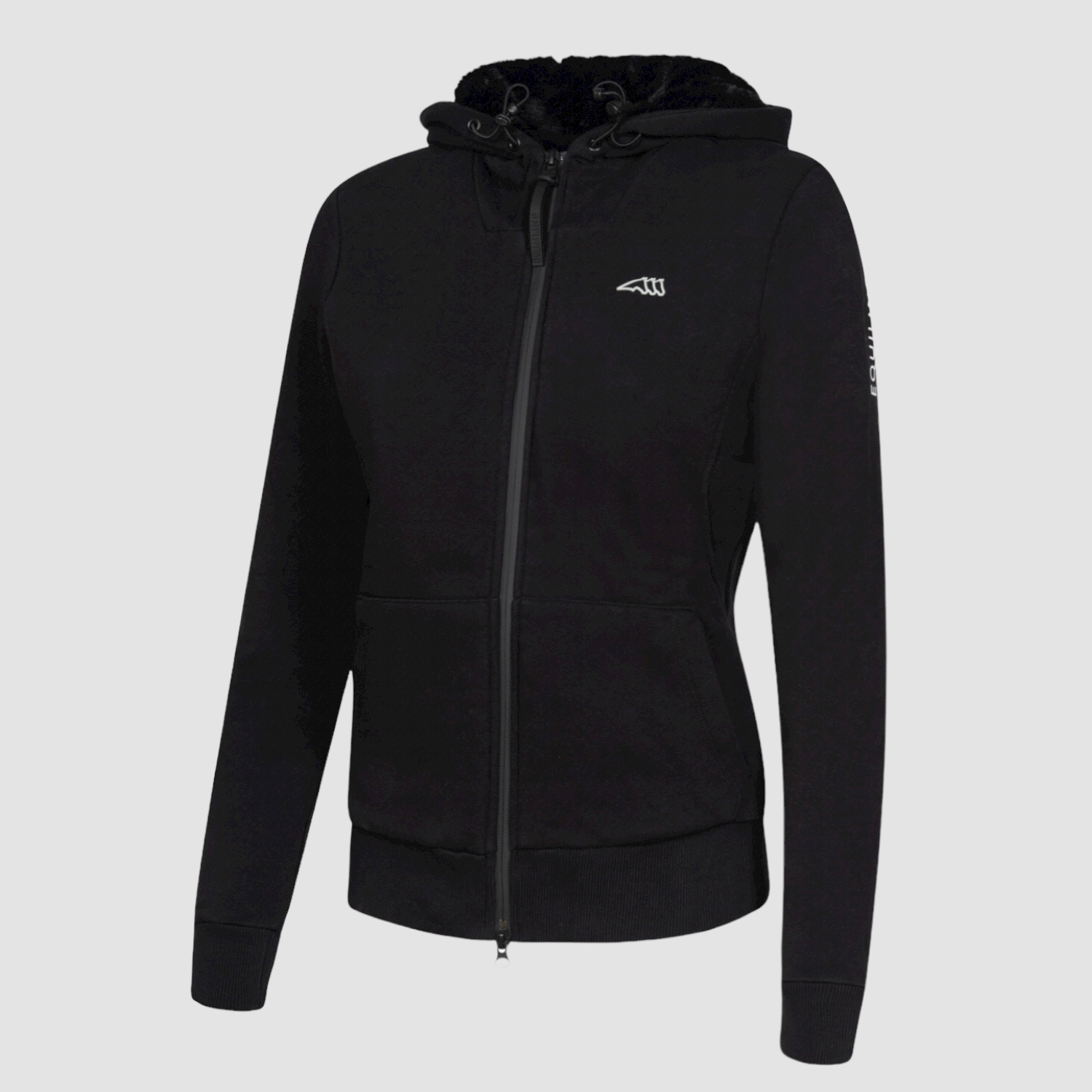 Equiline Sweatshirtjacke Castic schwarz mit Fellfutter Eco Fur