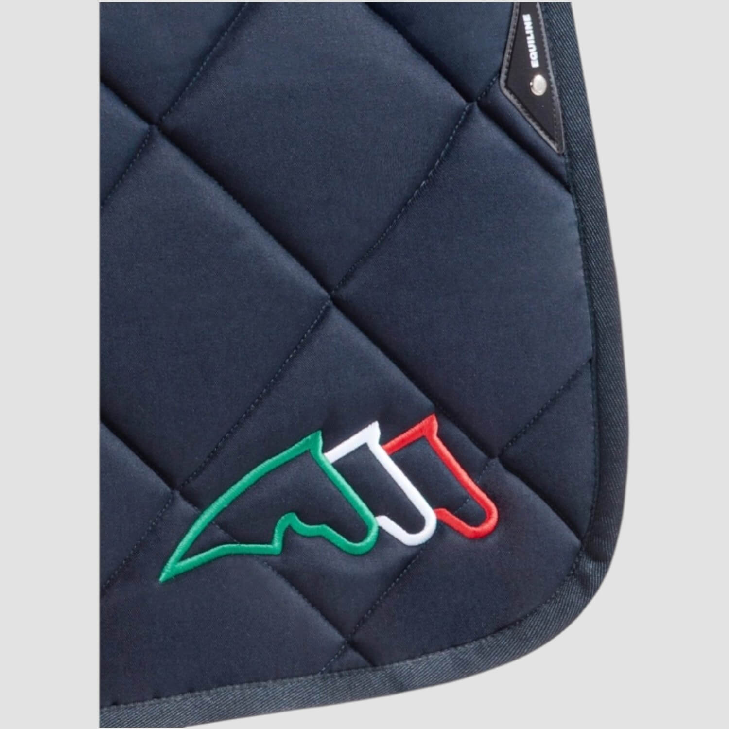 Equiline Schabracke und Fliegenmütze Rombo Springen mit Equiline Logo grün weiß rot