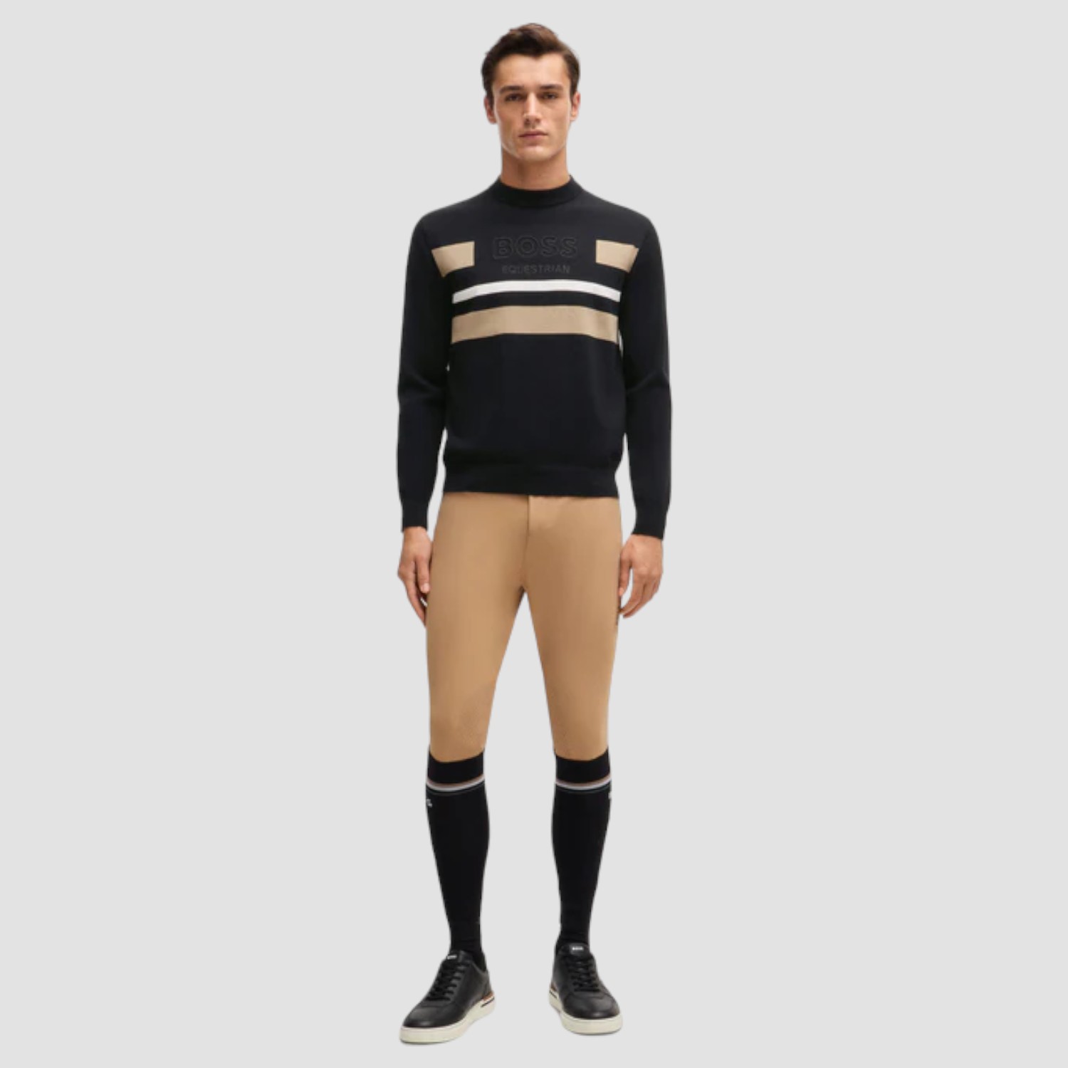 BOSS Equestrian Brad Strickpullover mit Logo Jumper Black
