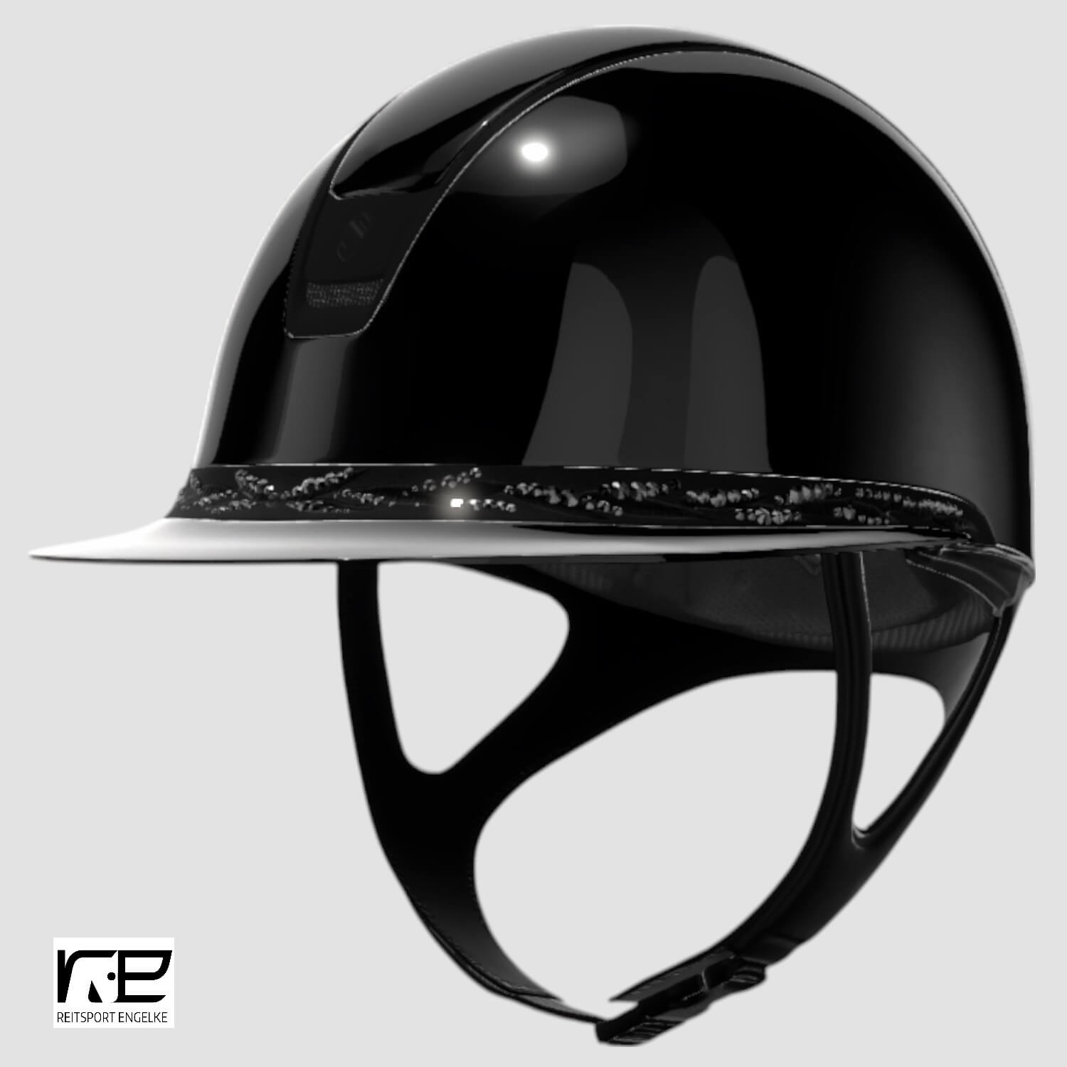Samshield Reithelm MissShield Glossy Dressage V2 black matt black FB mit Flowersvarowski black