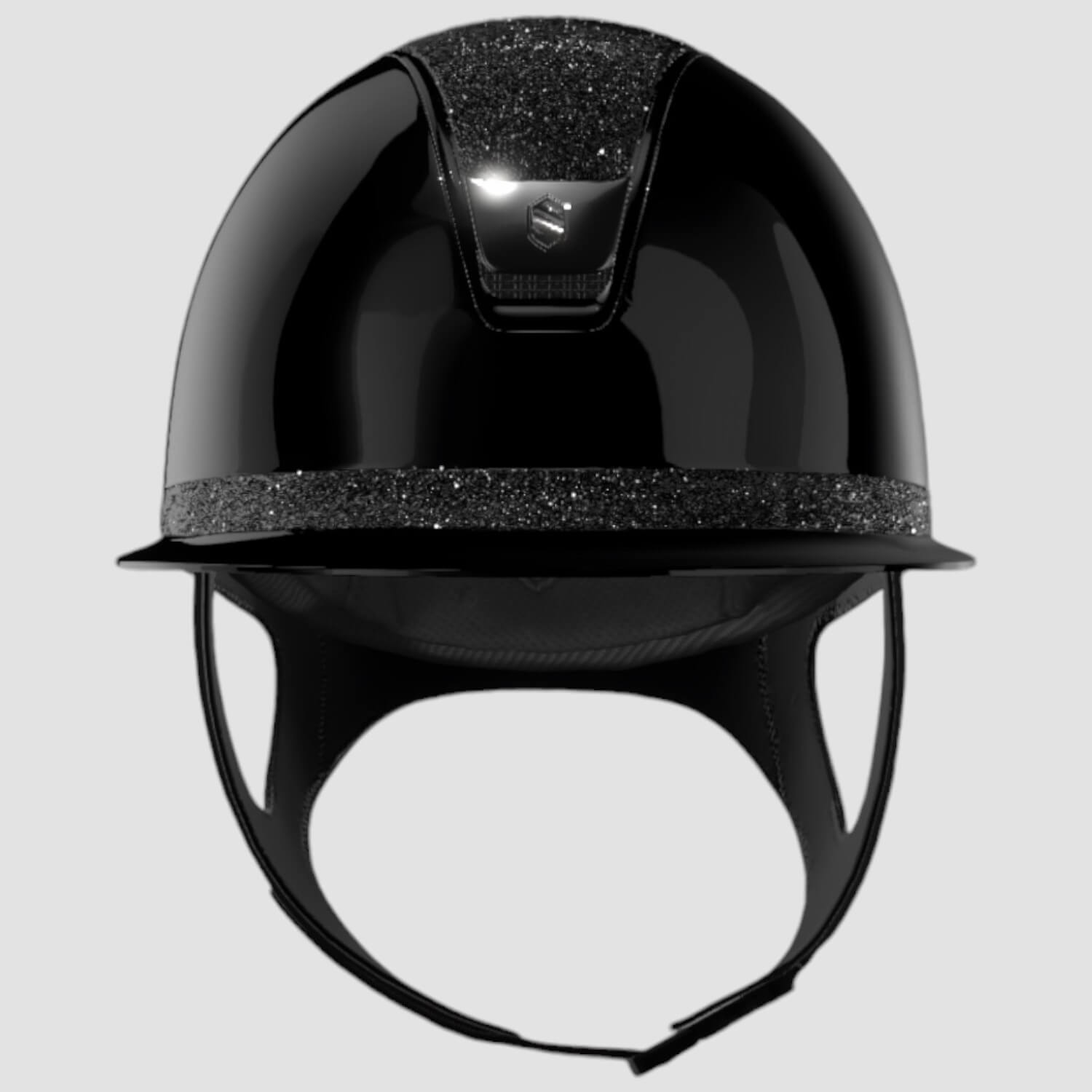 Samshield Reithelm MissShield Glossy Dressage V2  black chrome black Top und FB crystal Fabric black