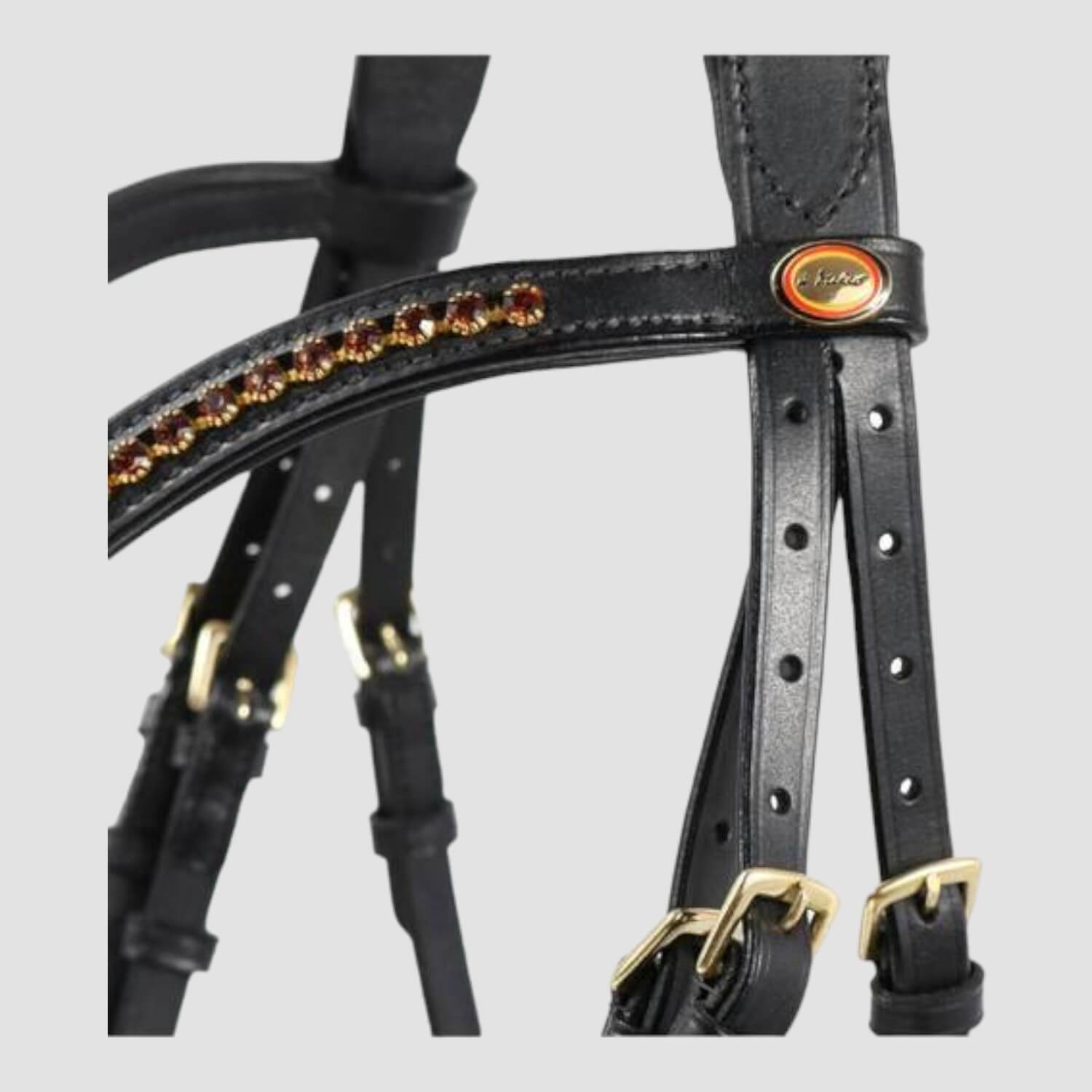 Hans Melzer Trense Krusemark mit Engl. Reithalfter Schwarz, RH: Braun Lack