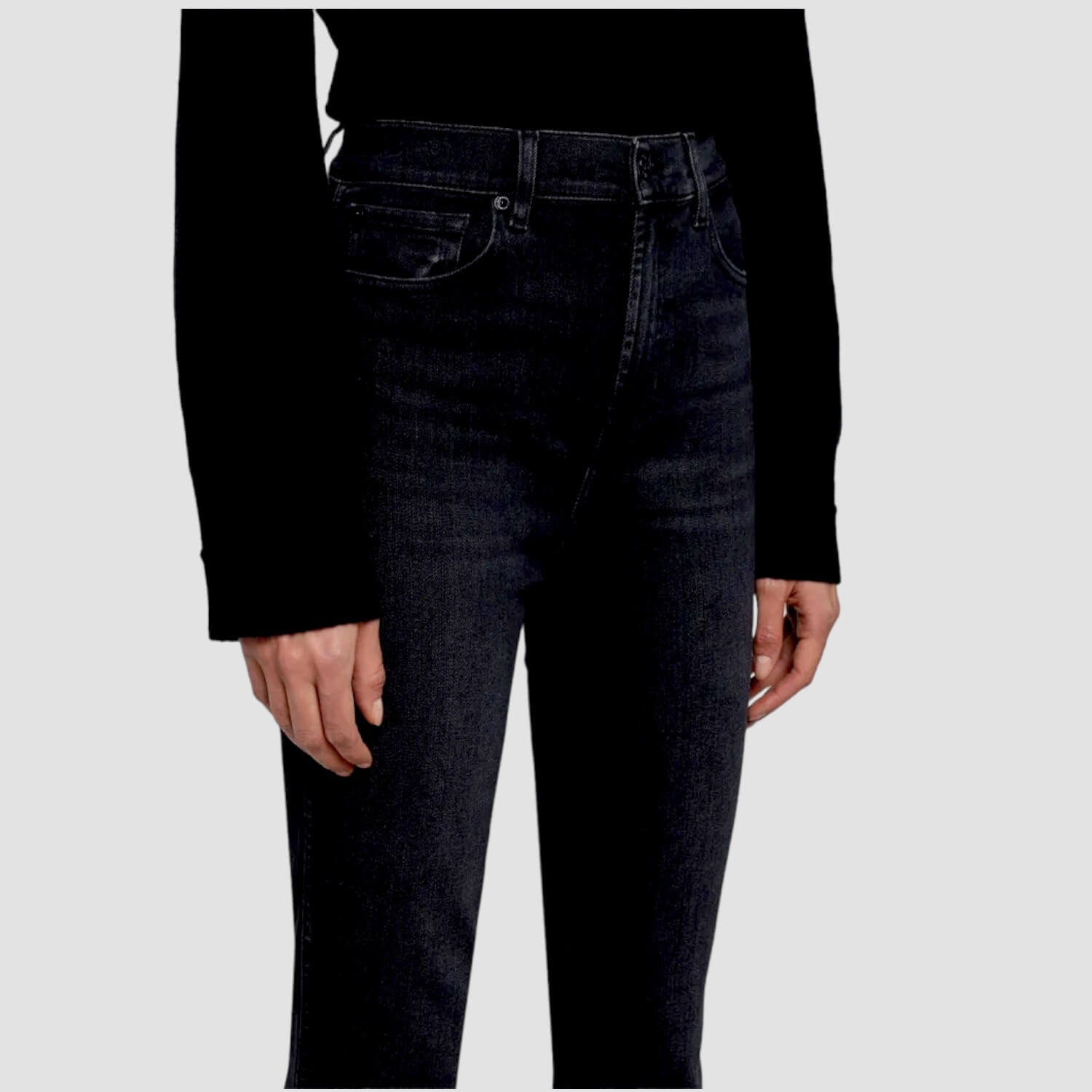 Seven for all Mankind Jeans HW Slim Kick Coated Slim Illusion with Raw Cut black
