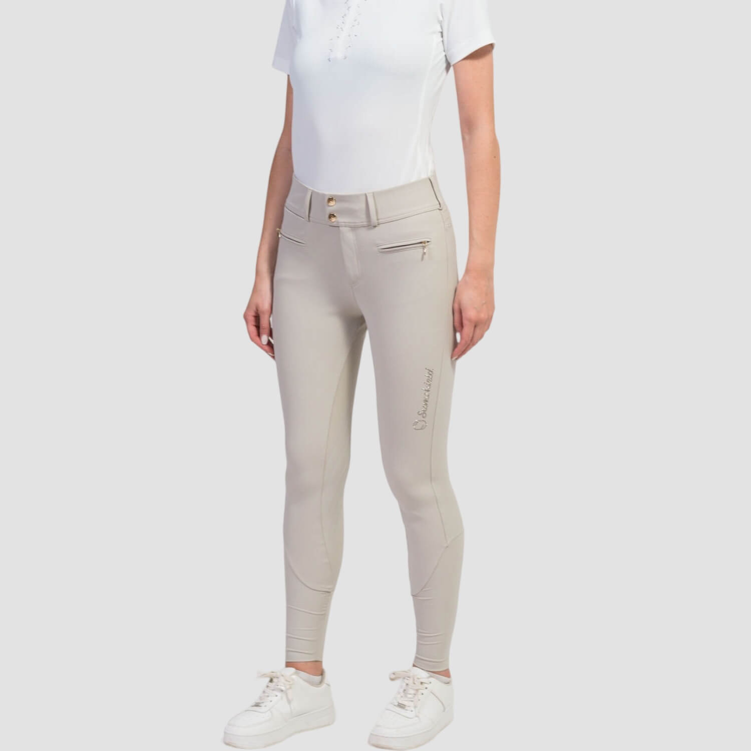 Samshield_CLARA_KNEE_GRIP_BEIGE_CHAMPAGNE_FACE(1) Samshield Damenreithose Clara farbig