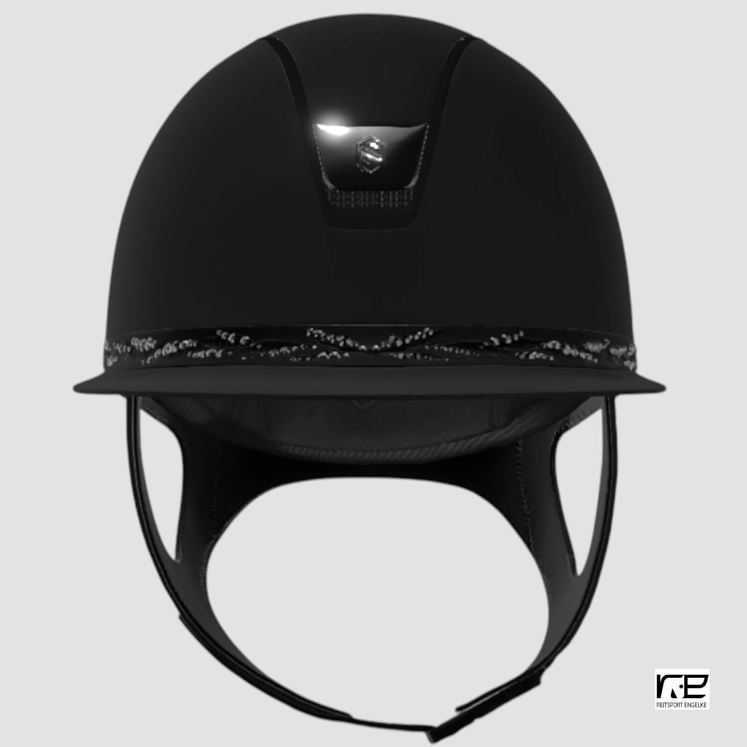 Samshield Reithelm MissShield Shadowmatt Dressage V2  black FB flower swarovski, Trim:matt schwarz chrome black