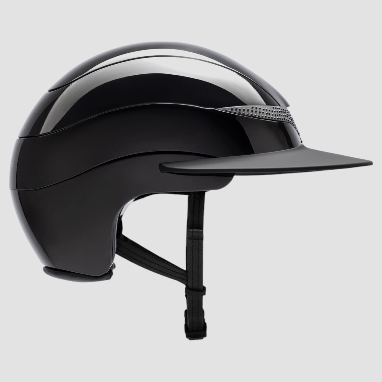 Equiline Reithelm Xanto Glossy Strass mit großem Schirm Schwarz
