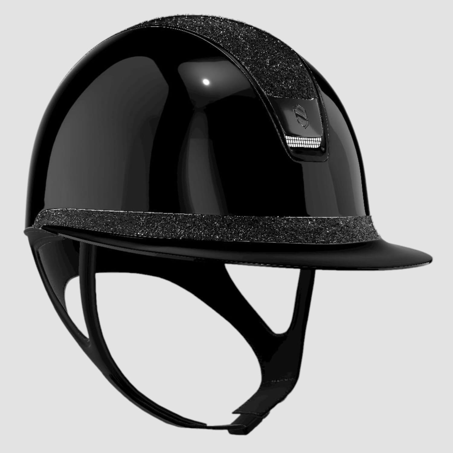 Samshield Reithelm MissShield Glossy Dressage V2  black chrome black Top und FB crystal Fabric black