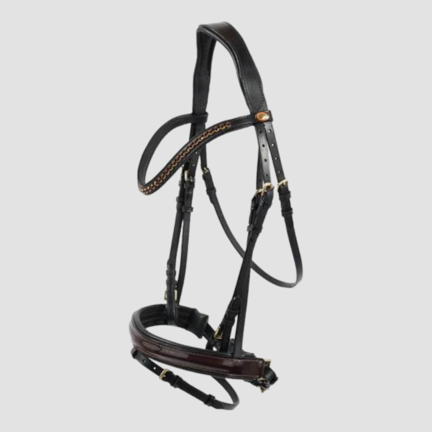 Hans Melzer Trense Krusemark mit Engl. Reithalfter Schwarz, RH: Braun Lack