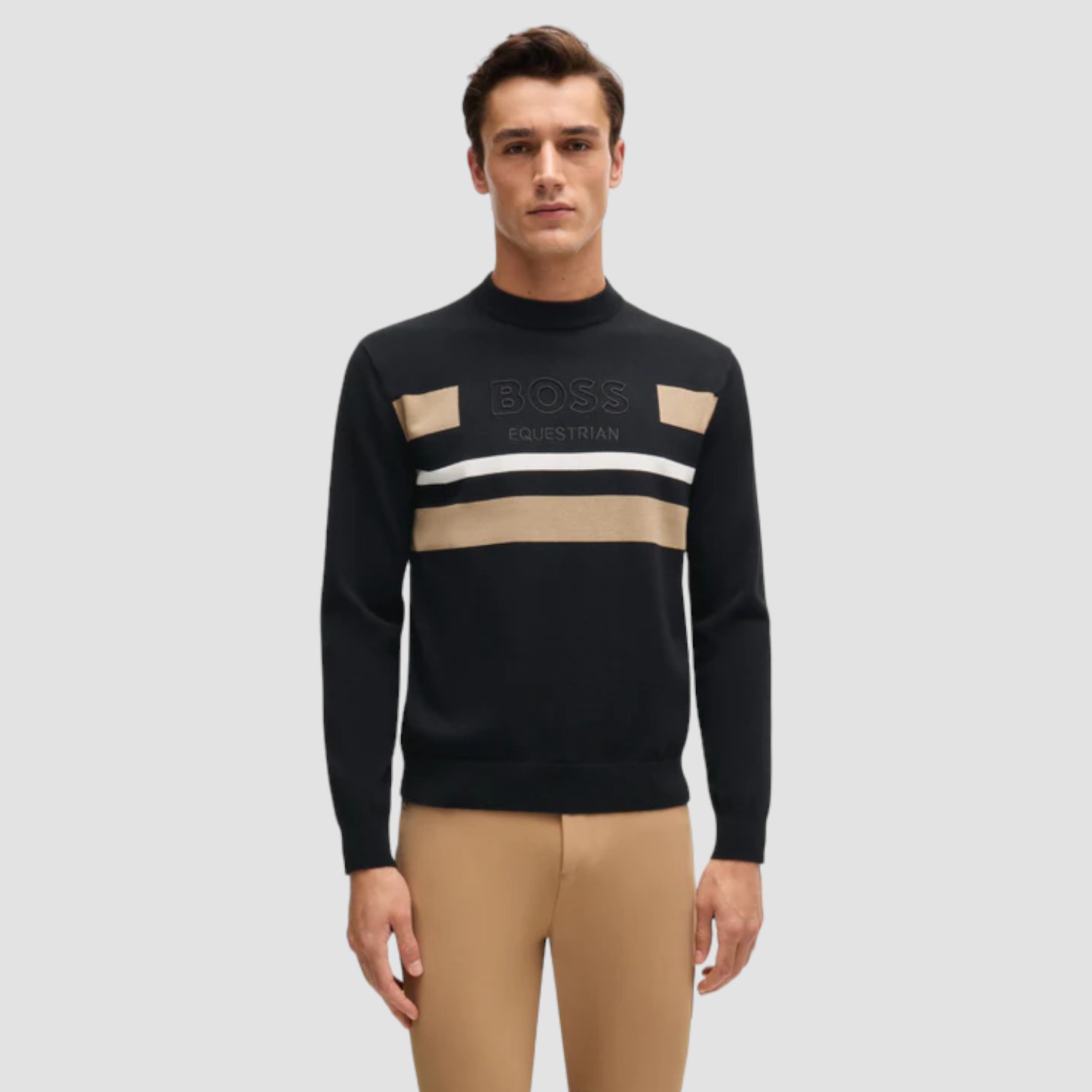 BOSS Equestrian Brad Strickpullover mit Logo Jumper Black
