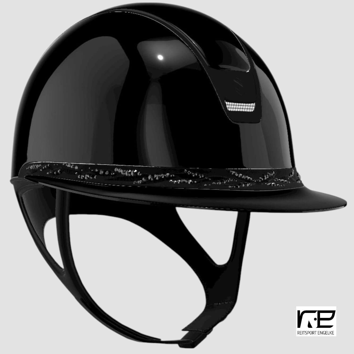 Samshield Reithelm MissShield Glossy Dressage V2 black matt black FB mit Flowersvarowski black
