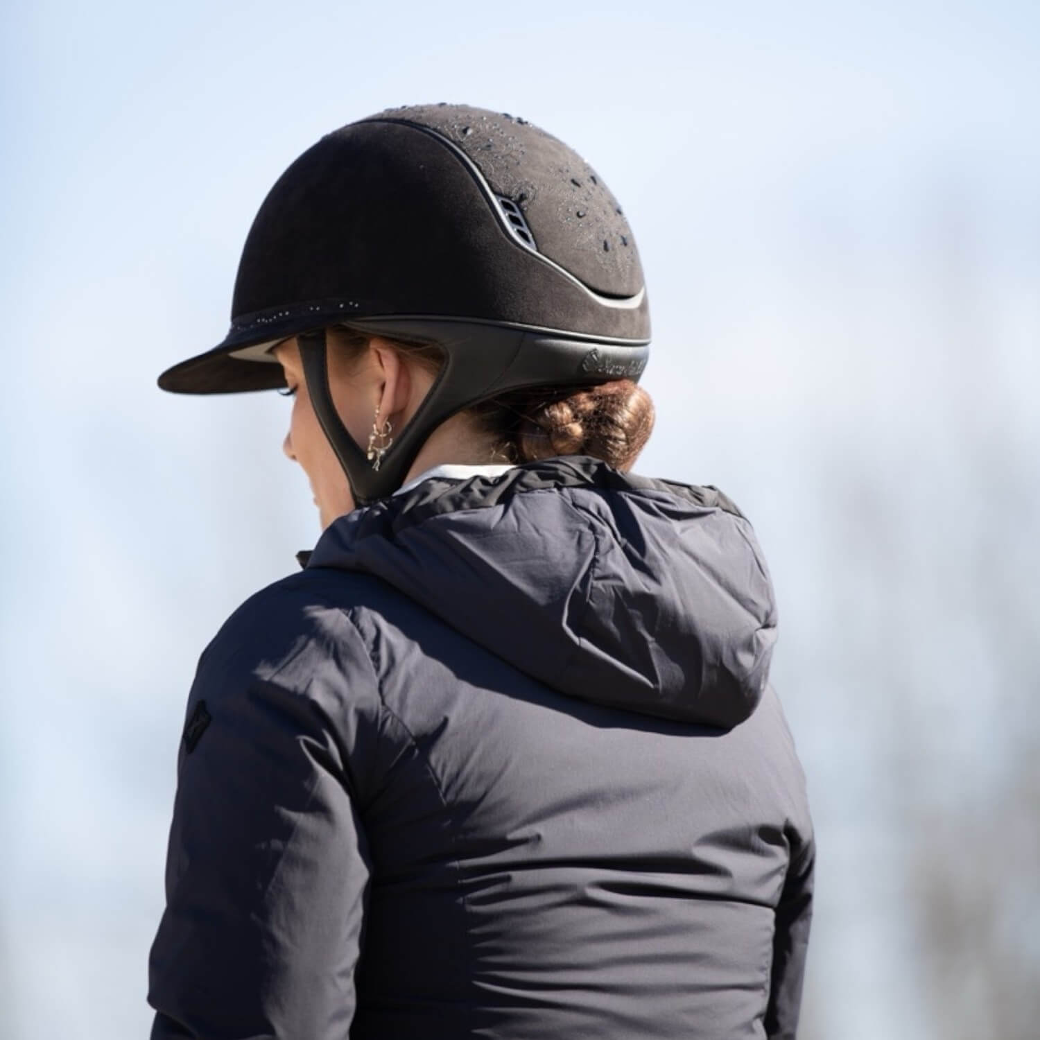 Samshield Reithelm MissShield Glossy Dressage V2 black matt black FB mit Flowersvarowski black