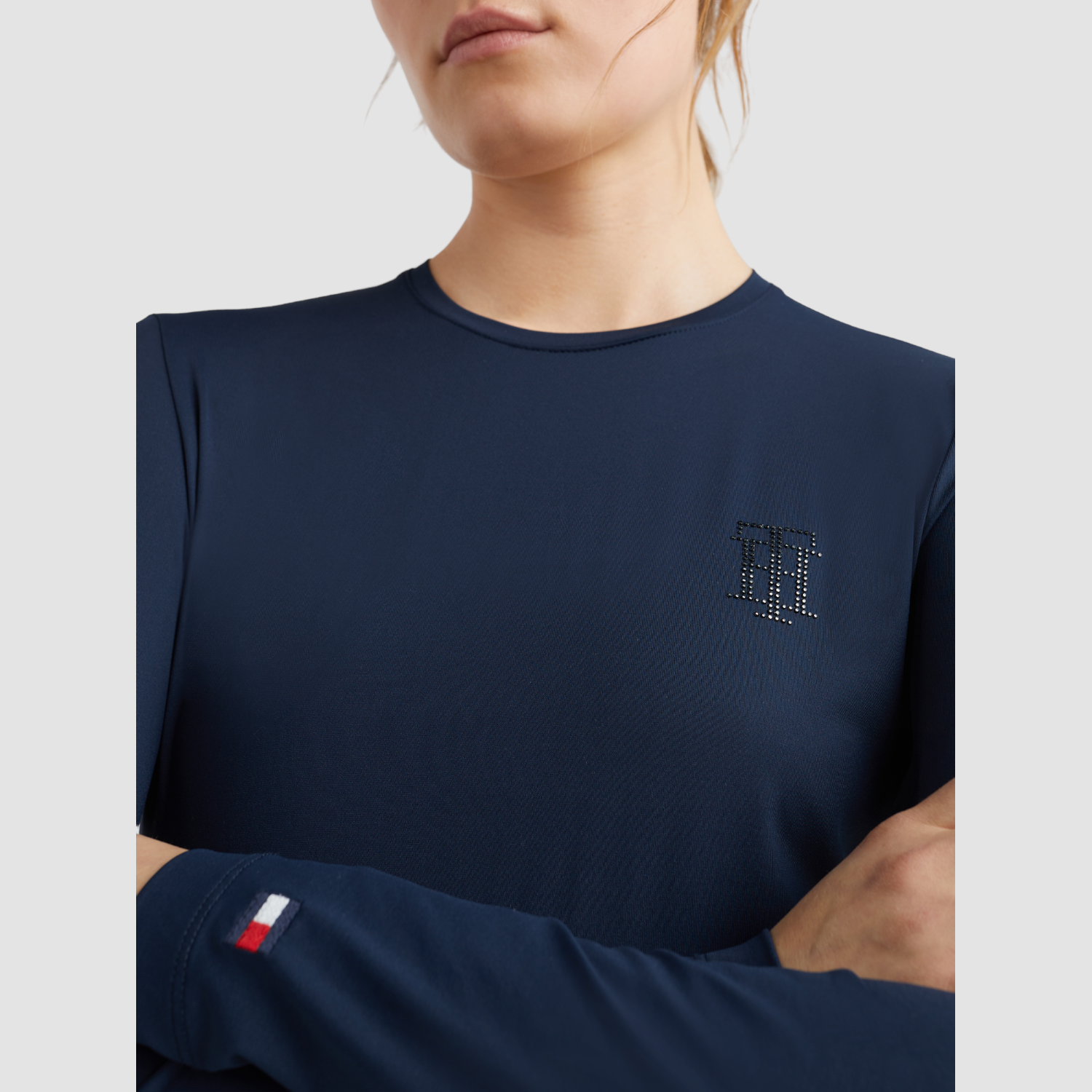 Tommy Equestrian Performance Langarm T-Shirt mit Strass Desert Sky