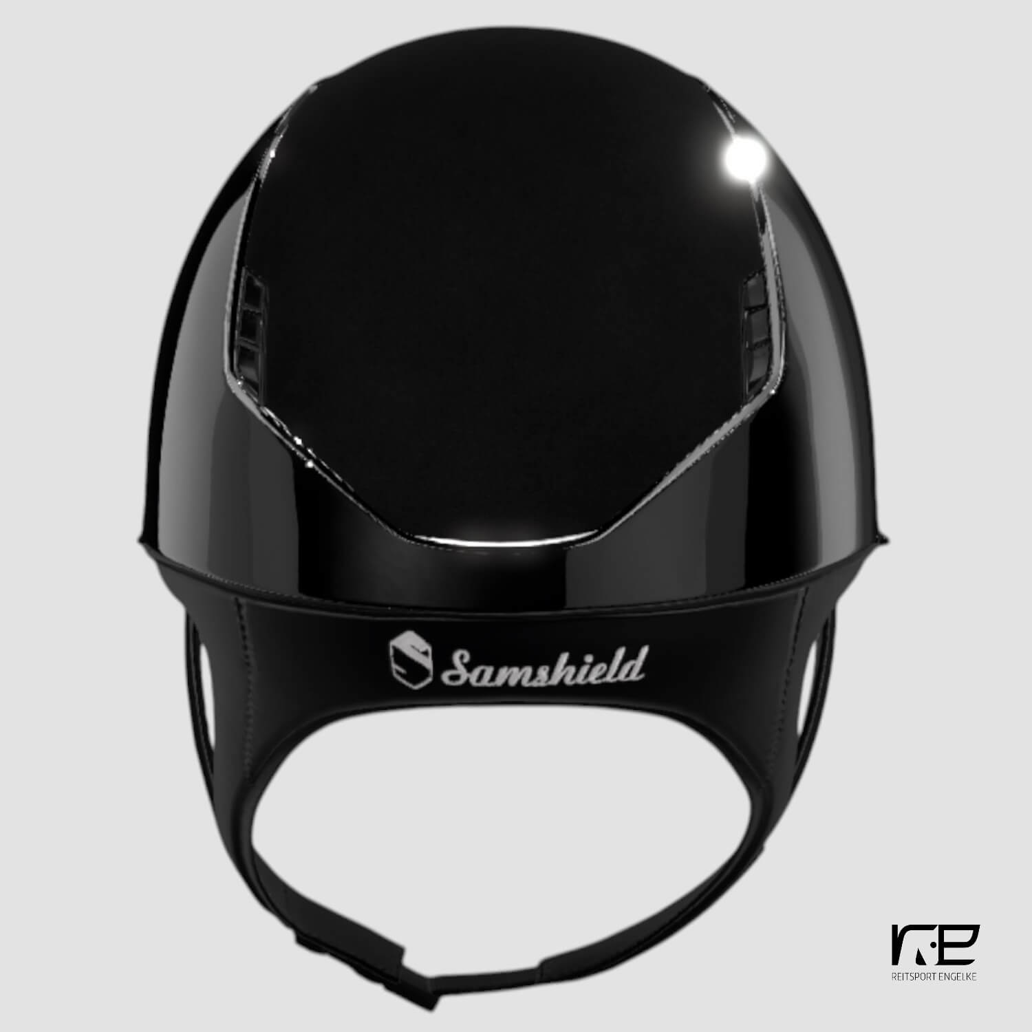 Samshield Reithelm MissShield Dressage Glossy V2  black Top+ FB Alcantara Blazon crystal fabric black