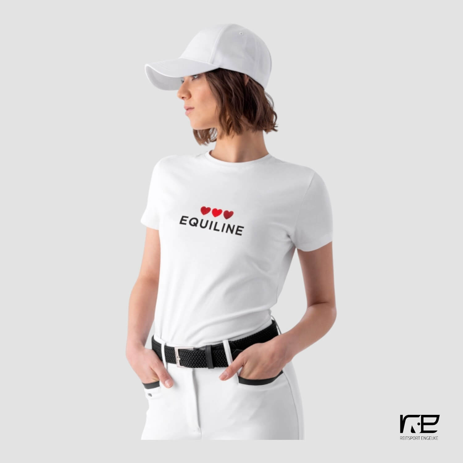 Equiline Damen T-Shirt Valentina White mit Herzen Logo